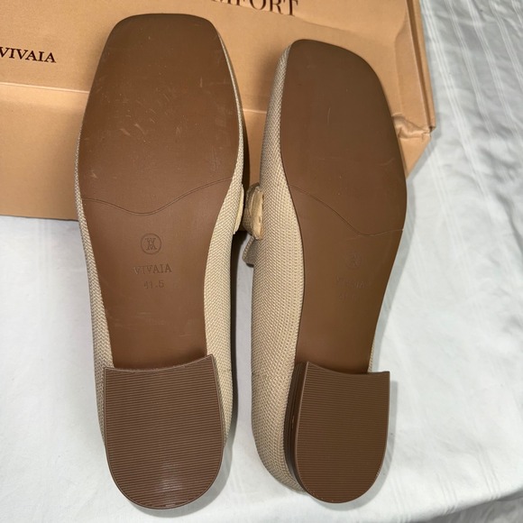 Vivaia Knit Loafers‎ Braided Square Toe Slip On Loafers Beige Size 10 EUR 41.5 - Picture 7 of 13